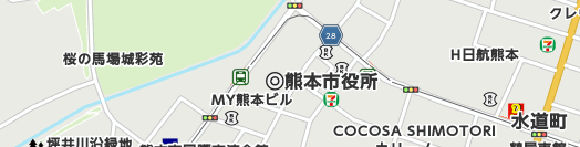 熊本市中央区周辺の地図