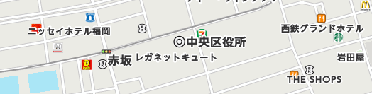福岡市中央区周辺の地図