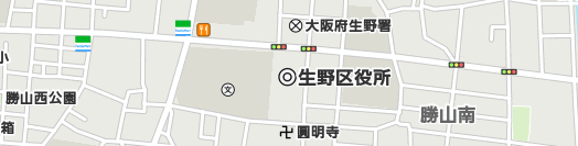 大阪市生野区周辺の地図
