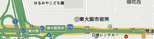 東大阪市周辺の地図