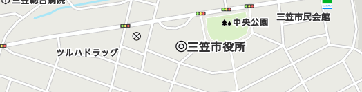 三笠市周辺の地図